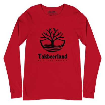 ADULT Long Sleeve Shirt - TAKBEERLAND FULL LOGO (Centered/Large) - Black