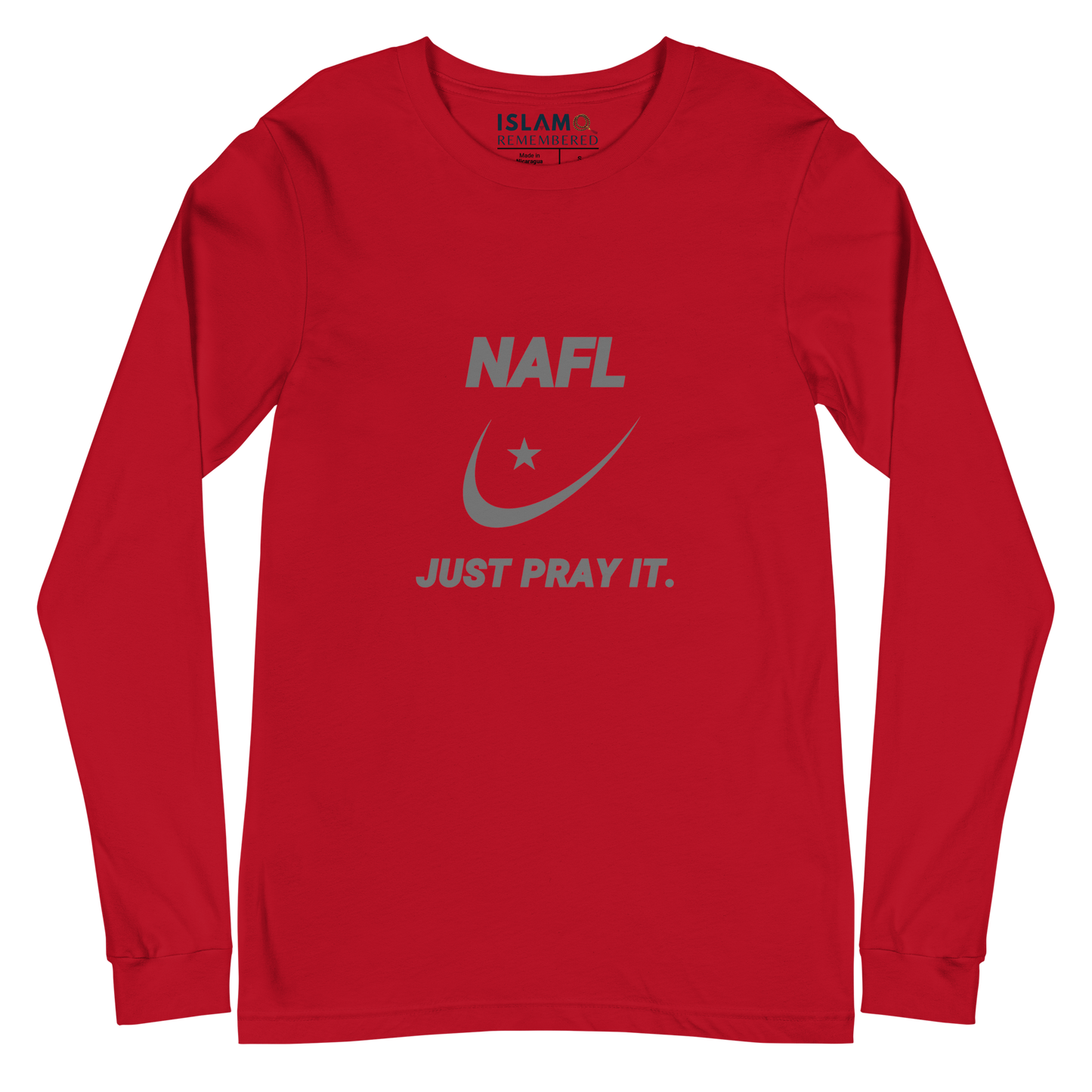 ADULT Long Sleeve Shirt - NAFL JUST PRAY IT w/ Logo - Silver