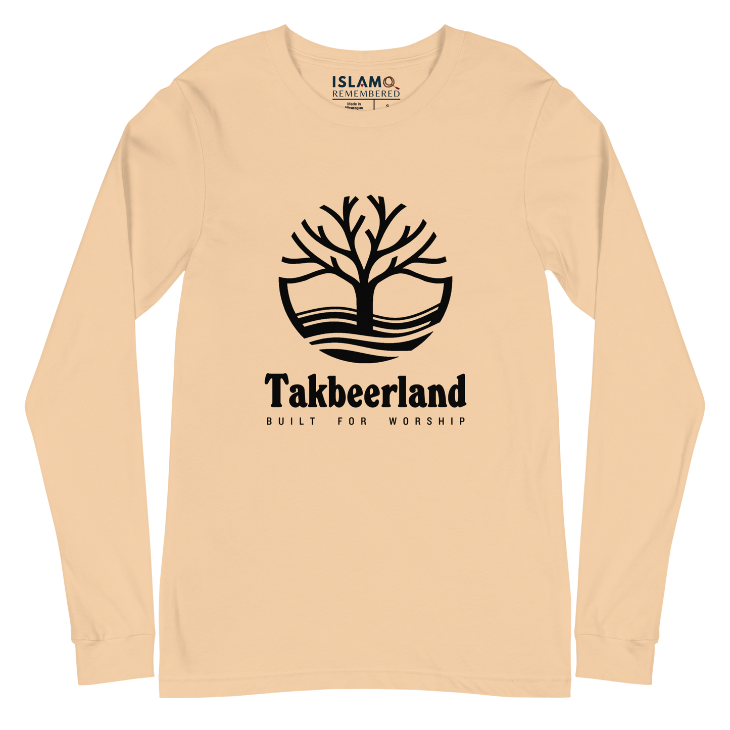 ADULT Long Sleeve Shirt - TAKBEERLAND FULL LOGO (Centered/Large) - Black