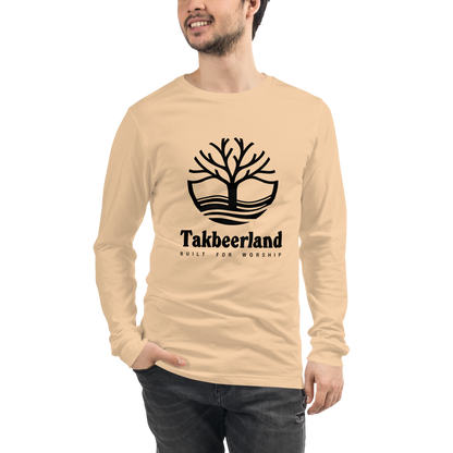 ADULT Long Sleeve Shirt - TAKBEERLAND FULL LOGO (Centered/Large) - Black