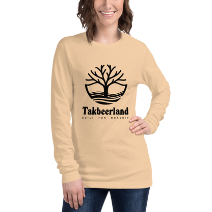 ADULT Long Sleeve Shirt - TAKBEERLAND FULL LOGO (Centered/Large) - Black