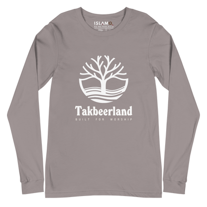 ADULT Long Sleeve Shirt - TAKBEERLAND FULL LOGO (Centered/Large) - White