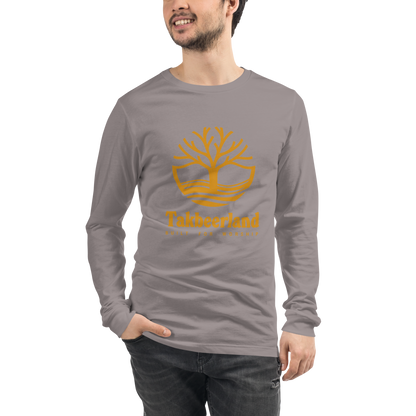 ADULT Long Sleeve Shirt - TAKBEERLAND FULL LOGO (Centered/Large) - Gold