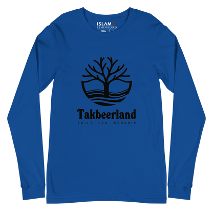 ADULT Long Sleeve Shirt - TAKBEERLAND FULL LOGO (Centered/Large) - Black