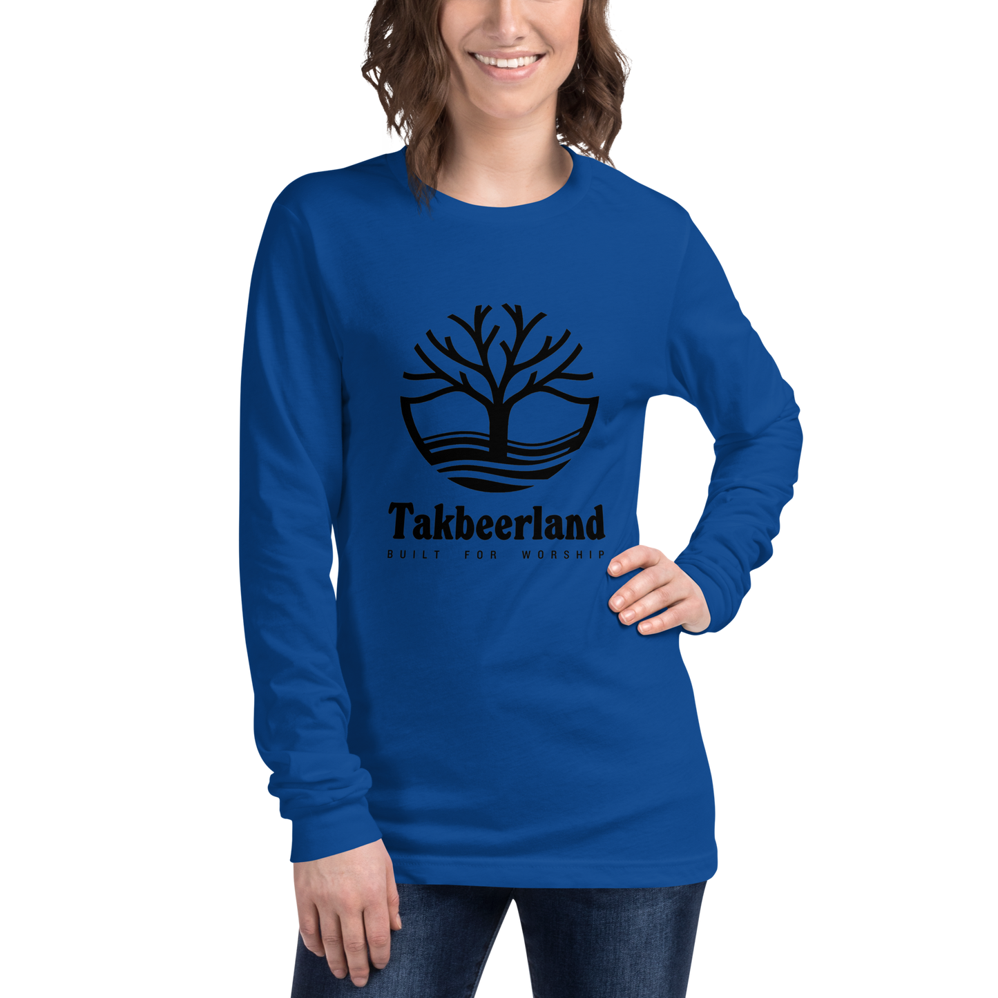 ADULT Long Sleeve Shirt - TAKBEERLAND FULL LOGO (Centered/Large) - Black