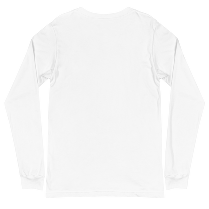 ADULT Long Sleeve Shirt - THE QIBLAH FACE (Never Stop Praying - Back Logo) - White