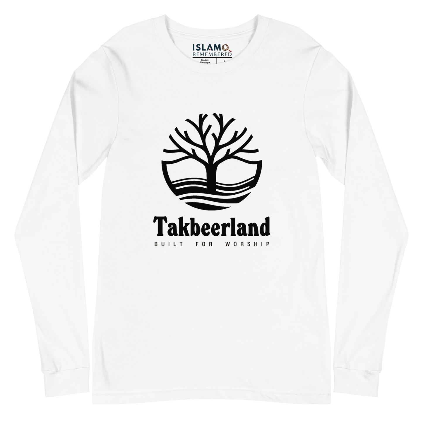 ADULT Long Sleeve Shirt - TAKBEERLAND FULL LOGO (Centered/Large) - Black