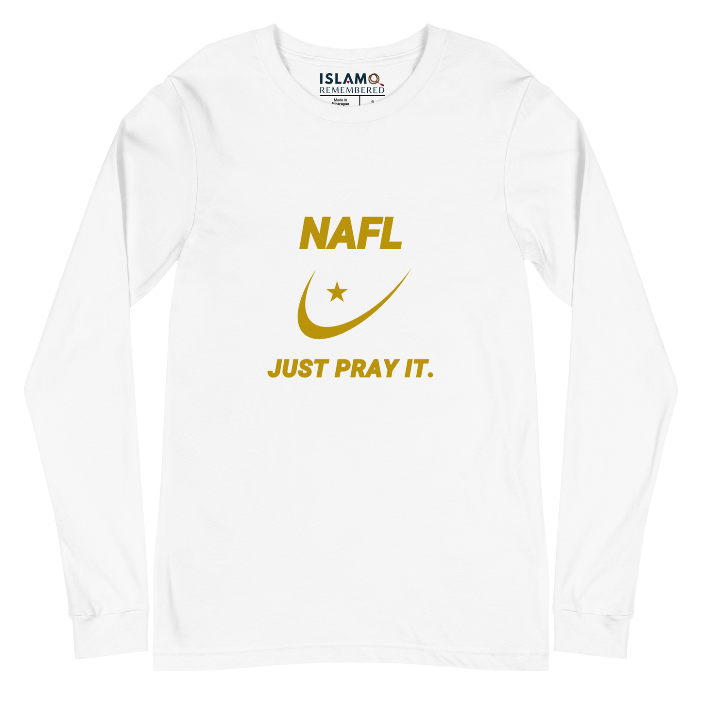 ADULT Long Sleeve Shirt - NAFL JUST PRAY IT w/ Logo - Gold