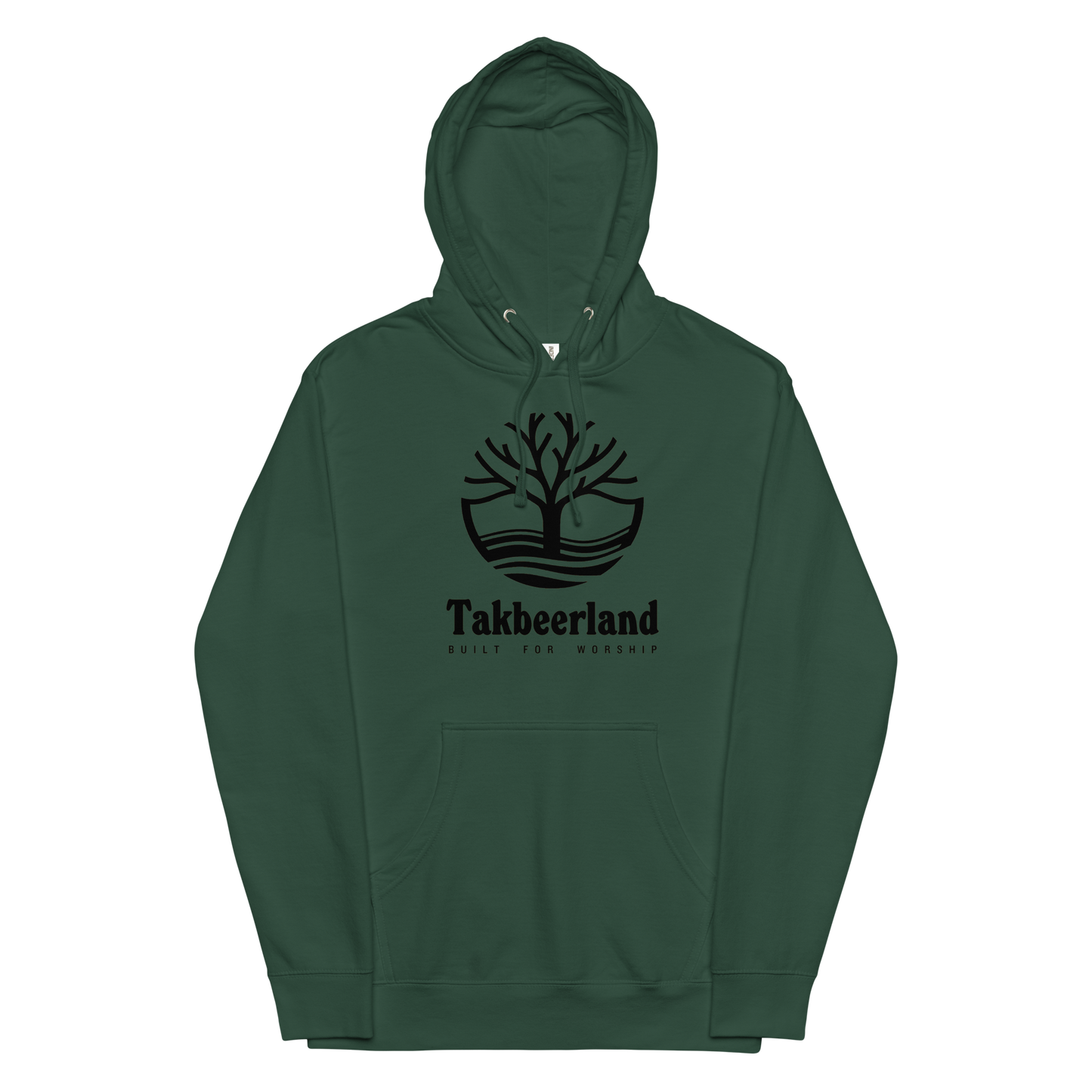 HOODIE Midweight (Adult) - TAKBEERLAND FULL LOGO (Centered/Large) - Black