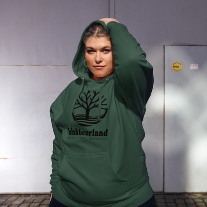 HOODIE Midweight (Adult) - TAKBEERLAND FULL LOGO (Centered/Large) - Black