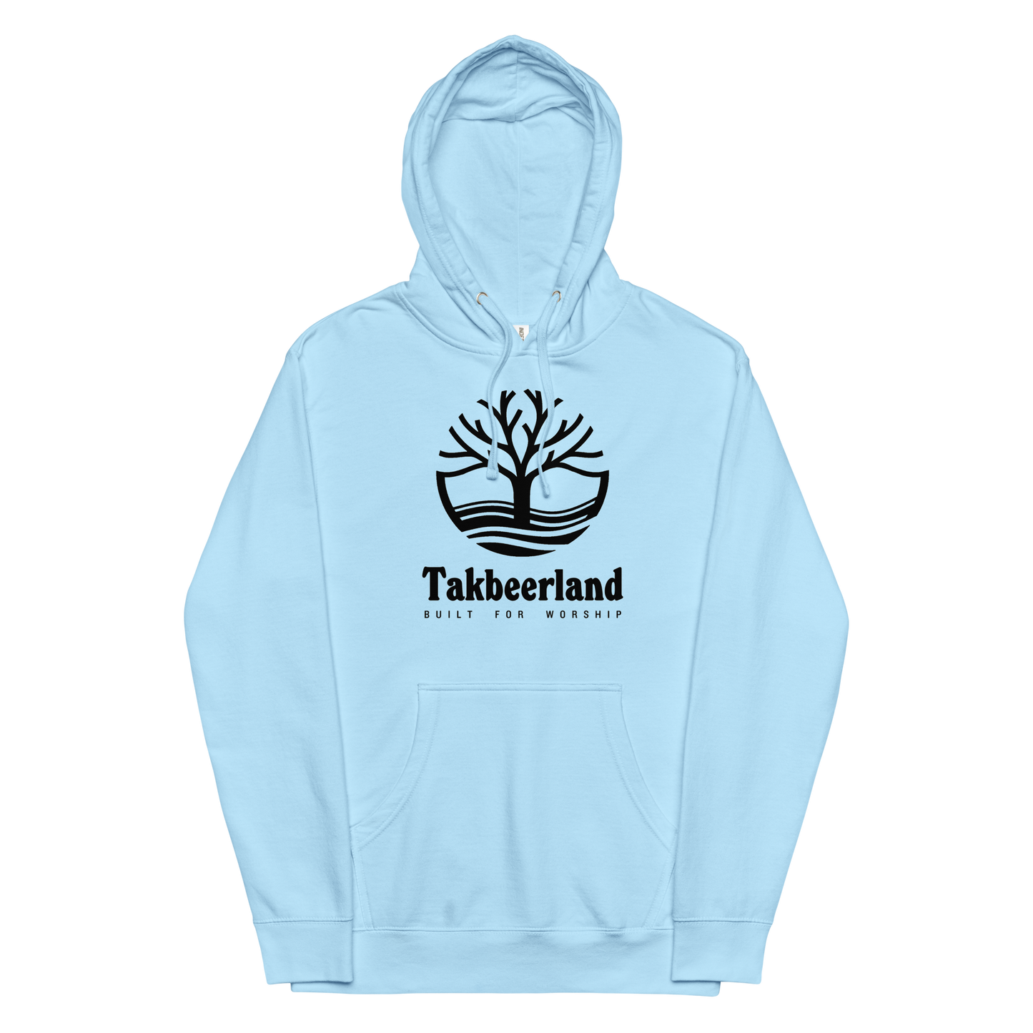 HOODIE Midweight (Adult) - TAKBEERLAND FULL LOGO (Centered/Large) - Black