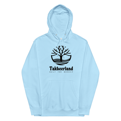 HOODIE Midweight (Adult) - TAKBEERLAND FULL LOGO (Centered/Large) - Black