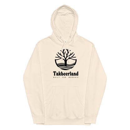 HOODIE Midweight (Adult) - TAKBEERLAND FULL LOGO (Centered/Large) - Black