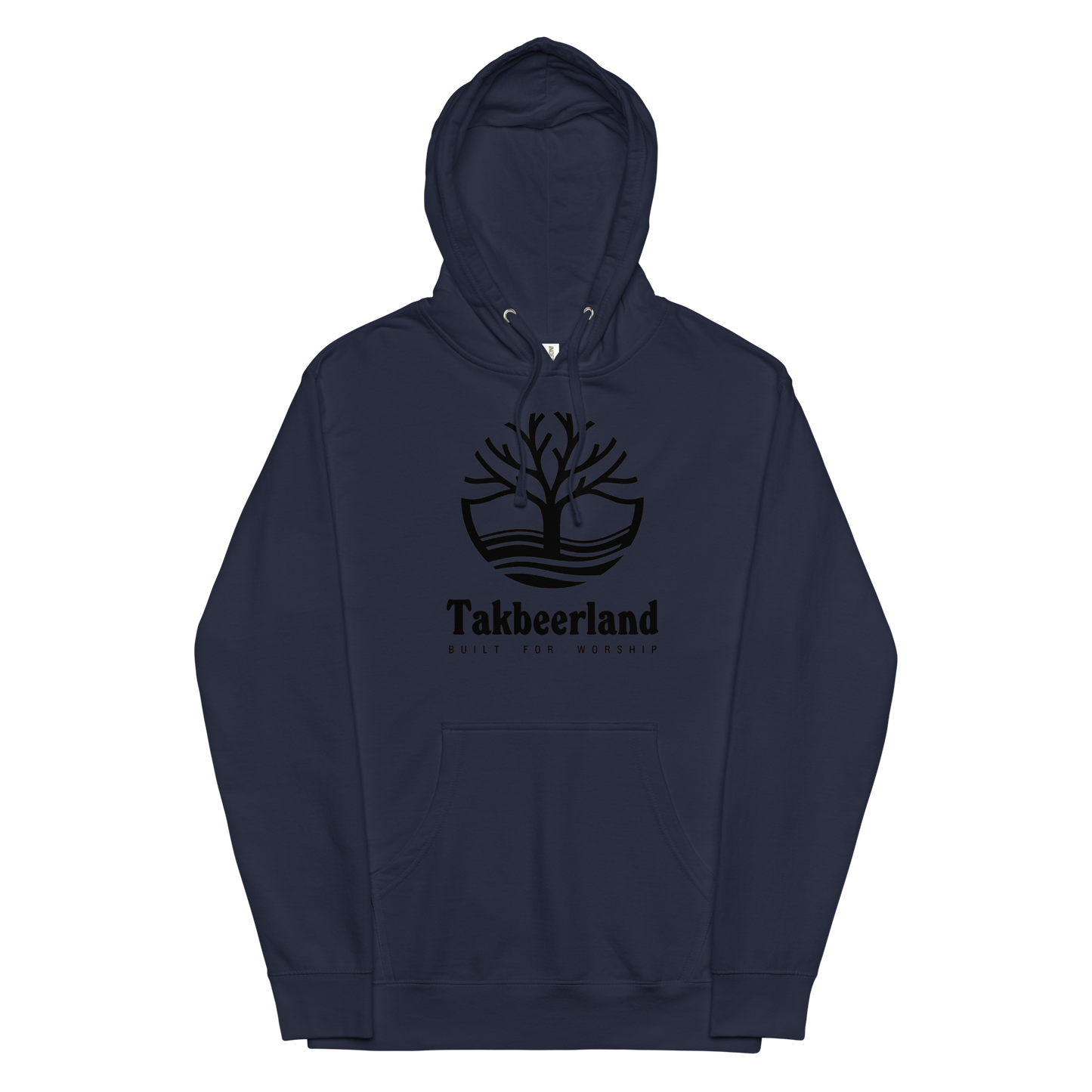 HOODIE Midweight (Adult) - TAKBEERLAND FULL LOGO (Centered/Large) - Black