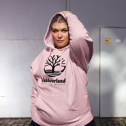 HOODIE Midweight (Adult) - TAKBEERLAND FULL LOGO (Centered/Large) - Black