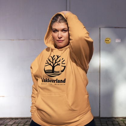 HOODIE Midweight (Adult) - TAKBEERLAND FULL LOGO (Centered/Large) - Black