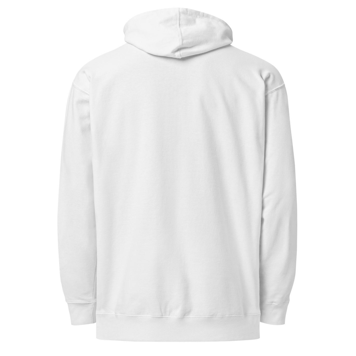 HOODIE Midweight (Adult) - THE QIBLAH FACE (Never Stop Praying - Back Logo) - White