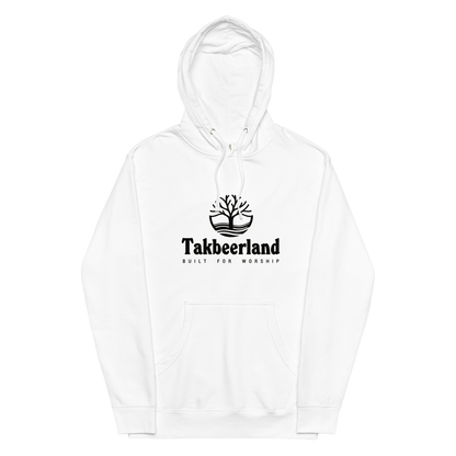 HOODIE Midweight (Adult) - TAKBEERLAND FULL LOGO (Centered/Medium) - Black