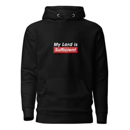 HOODIE Premium (Adult) - MY LORD IS SUFFICIENT (Centered/Medium) - White