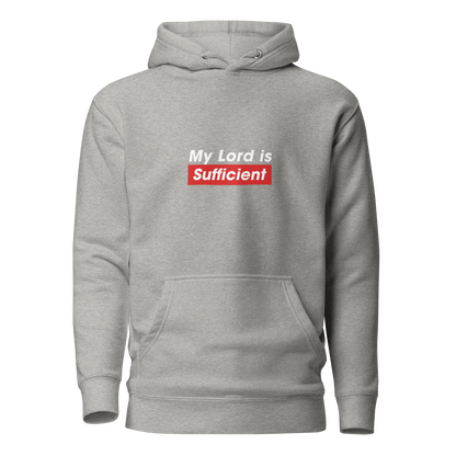 HOODIE Premium (Adult) - MY LORD IS SUFFICIENT (Centered/Medium) - White