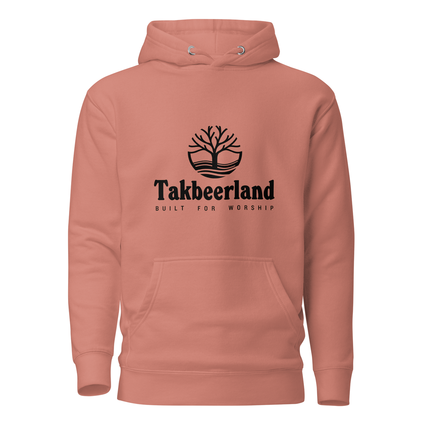 HOODIE Premium (Adult) - TAKBEERLAND FULL LOGO (Centered/Medium) - Black