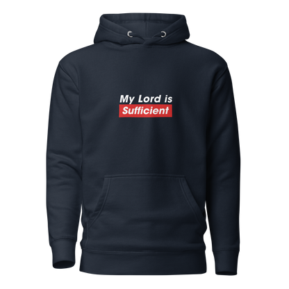 HOODIE Premium (Adult) - MY LORD IS SUFFICIENT (Centered/Medium) - White