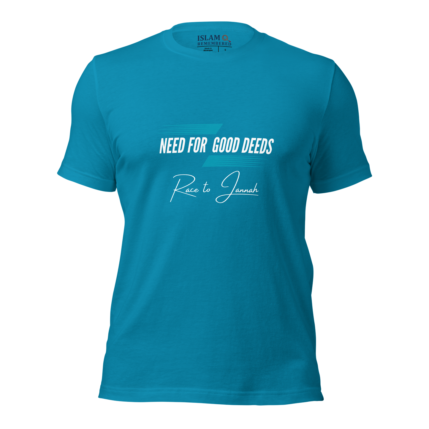 ADULT T-Shirt - NEED FOR GOOD DEEDS - White/Light Blue