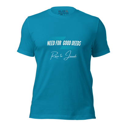 ADULT T-Shirt - NEED FOR GOOD DEEDS - White/Light Blue