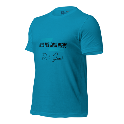 ADULT T-Shirt - NEED FOR GOOD DEEDS - Black/Light Blue