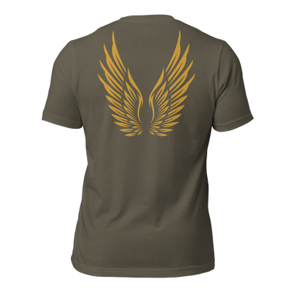 ADULT T-Shirt - RISE OF UMMAH (Large Back Wings) - Gold/White