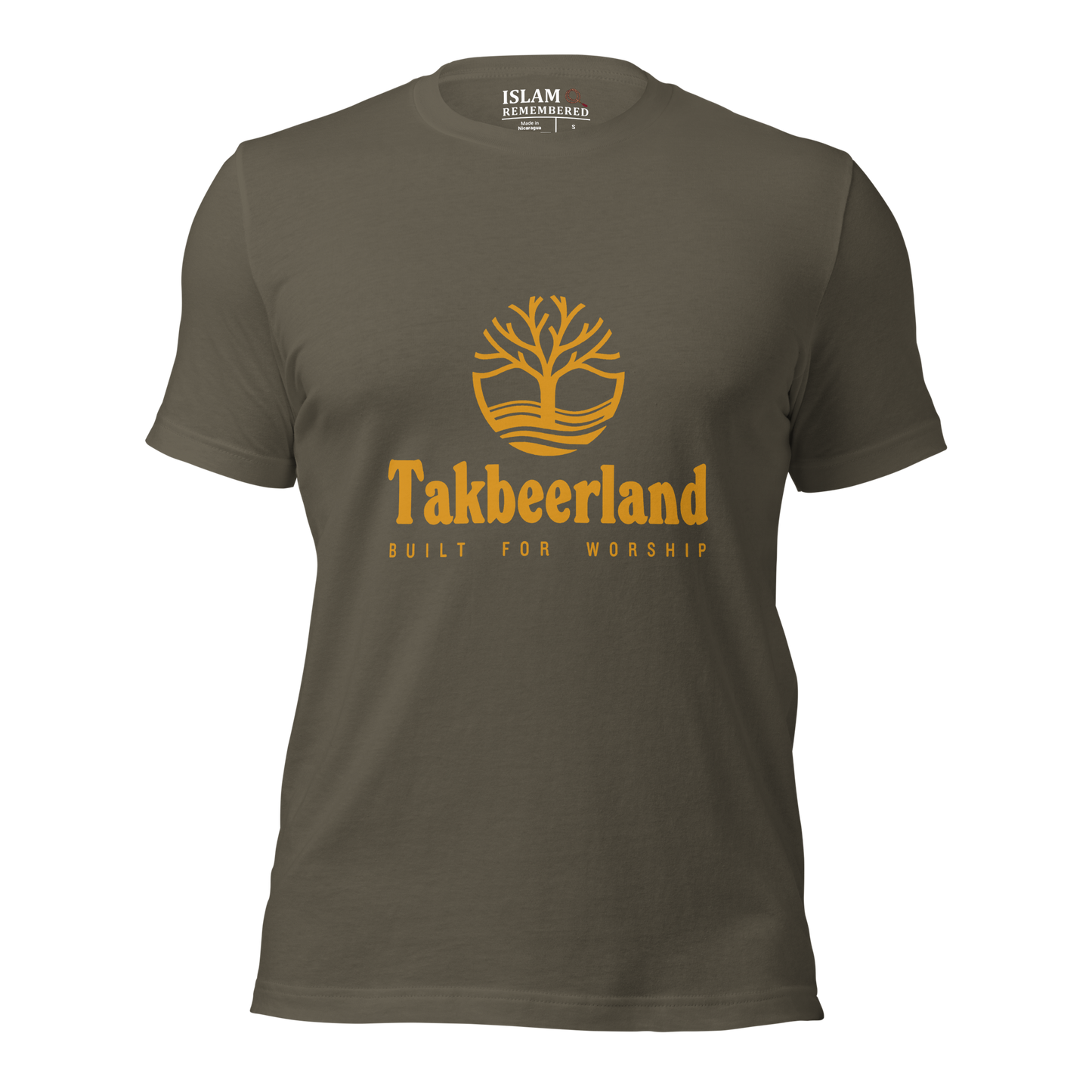 ADULT T-Shirt - TAKBEERLAND FULL LOGO (Centered/Medium) - Gold