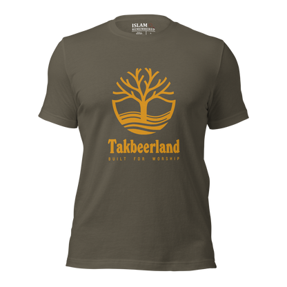 ADULT T-Shirt - TAKBEERLAND FULL LOGO (Centered/Large) - Gold