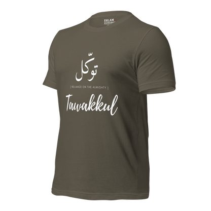 ADULT T-Shirt - TAWAKKUL (RELIANCE) Arabic/English - White