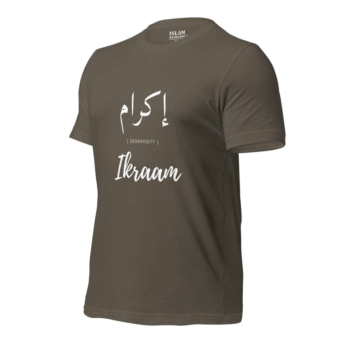 ADULT T-Shirt - IKRAAM (GENEROSITY) Arabic/English - White