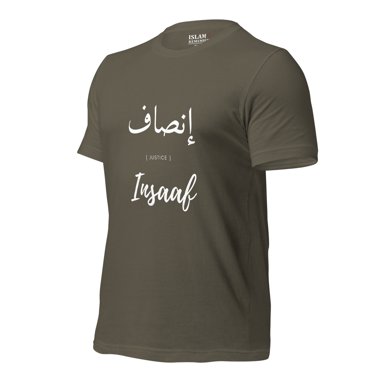 ADULT  T-Shirt - INSAAF (JUSTICE) Arabic/English - White