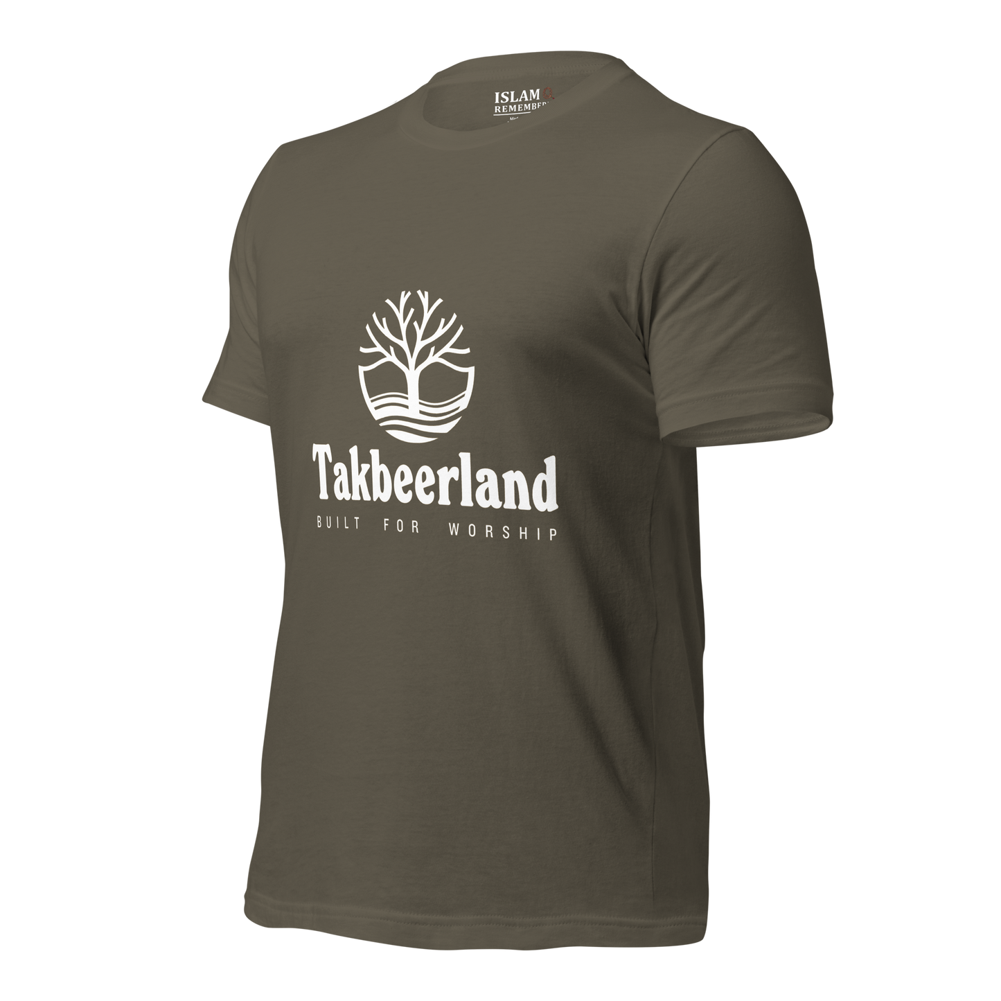 ADULT T-Shirt - TAKBEERLAND FULL LOGO (Centered/Medium) - White