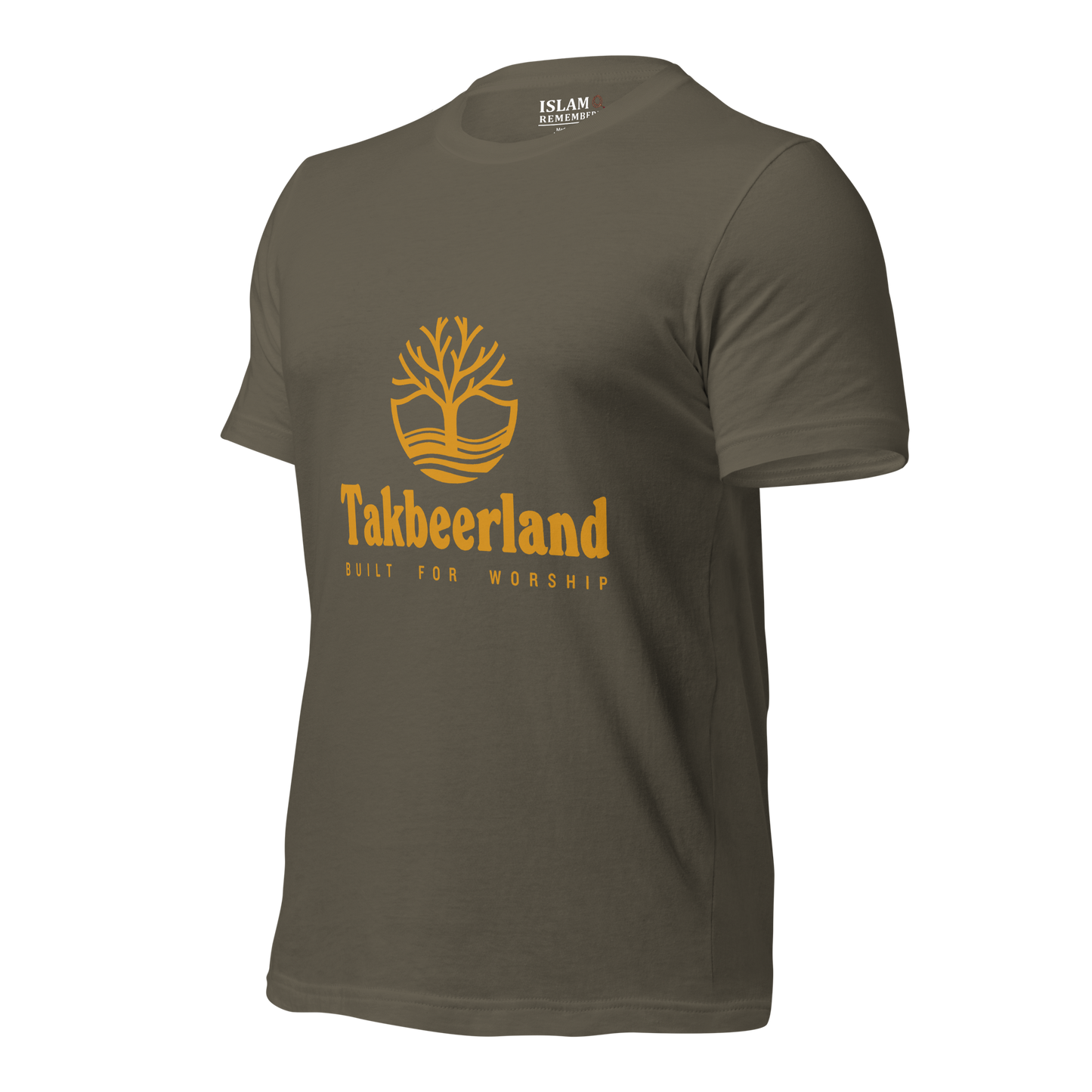 ADULT T-Shirt - TAKBEERLAND FULL LOGO (Centered/Medium) - Gold