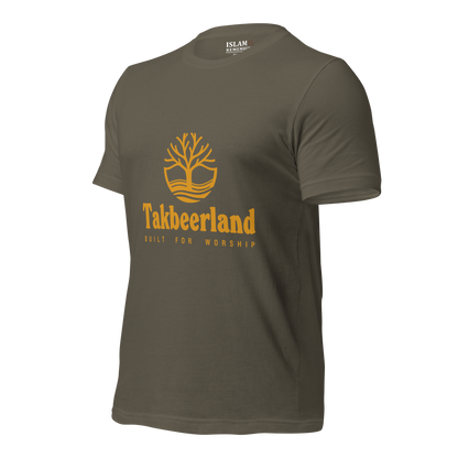 ADULT T-Shirt - TAKBEERLAND FULL LOGO (Centered/Medium) - Gold