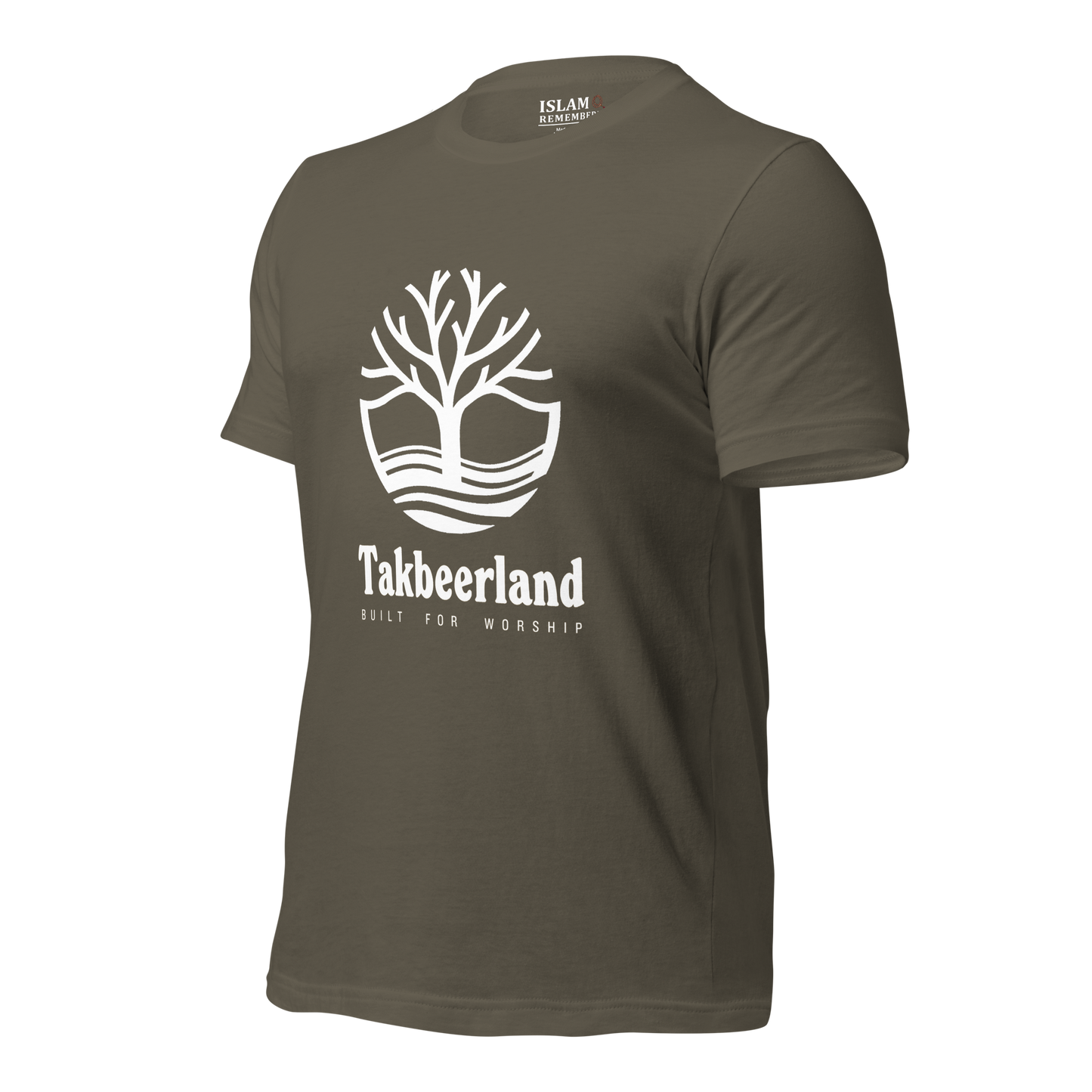 ADULT  T-Shirt - TAKBEERLAND FULL LOGO (Centered/Large) - White