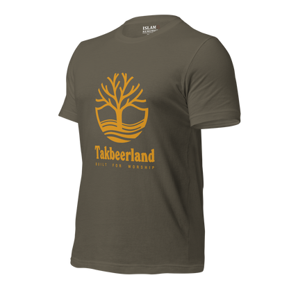 ADULT T-Shirt - TAKBEERLAND FULL LOGO (Centered/Large) - Gold