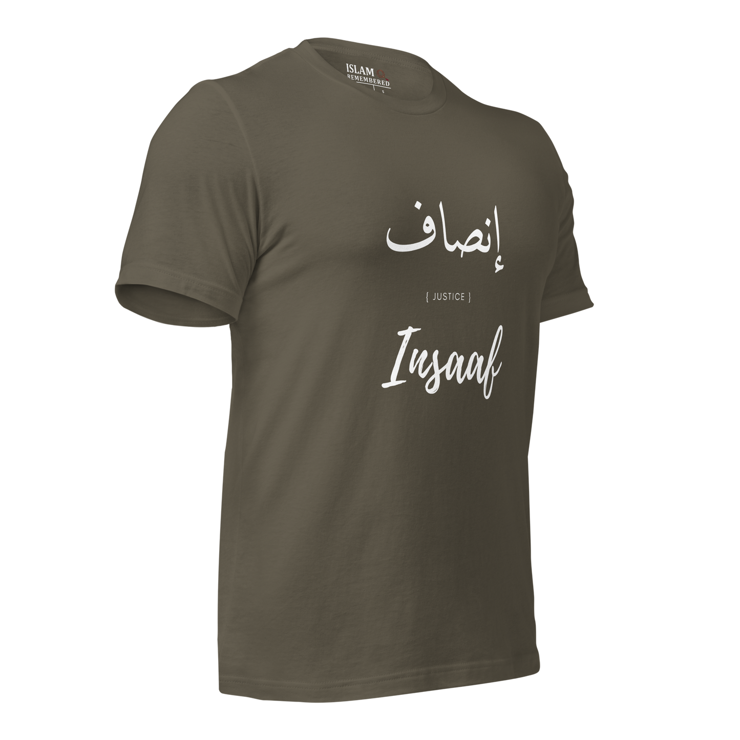 ADULT  T-Shirt - INSAAF (JUSTICE) Arabic/English - White