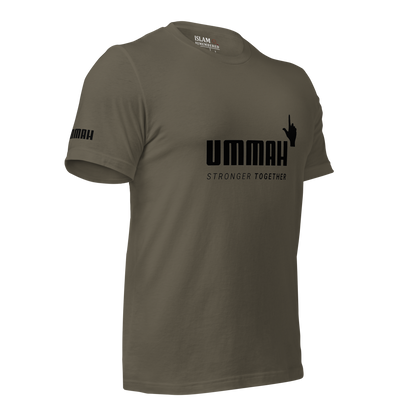 ADULT T-Shirt - UMMAH STRONGER TOGETHER Emblem (w/ Arm Logo)  - Black