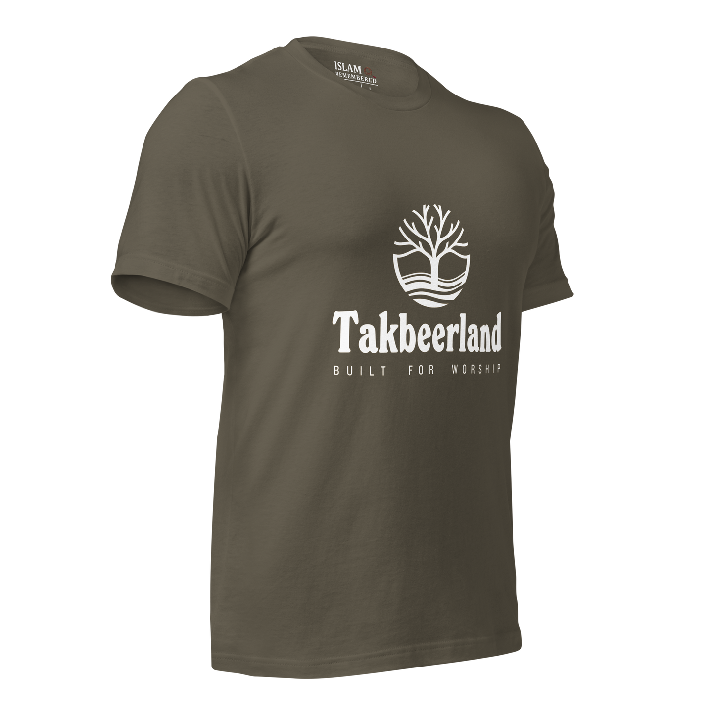 ADULT T-Shirt - TAKBEERLAND FULL LOGO (Centered/Medium) - White