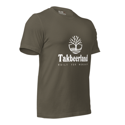 ADULT T-Shirt - TAKBEERLAND FULL LOGO (Centered/Medium) - White