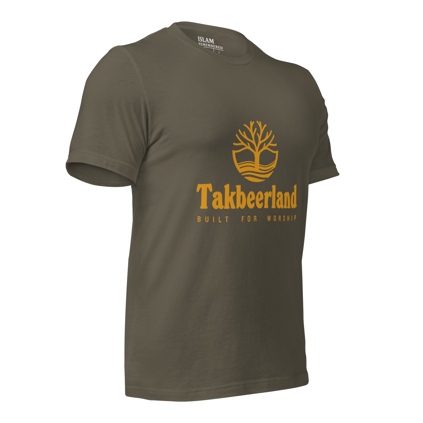 ADULT T-Shirt - TAKBEERLAND FULL LOGO (Centered/Medium) - Gold