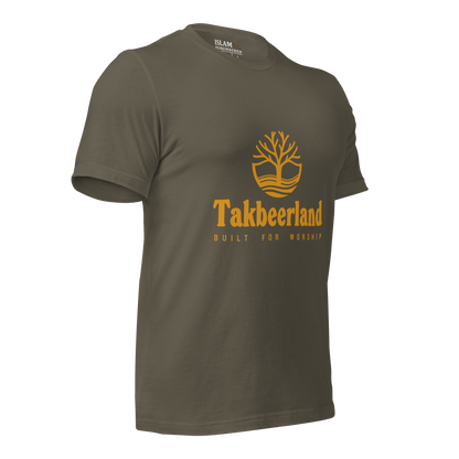 ADULT T-Shirt - TAKBEERLAND FULL LOGO (Centered/Medium) - Gold