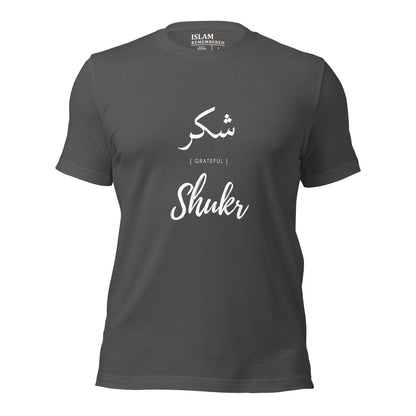 ADULT T-Shirt - SHUKR (GRATEFUL) Arabic/English - White