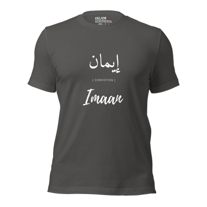 ADULT T-Shirt - IMAAN (CONVICTION) Arabic/English - White