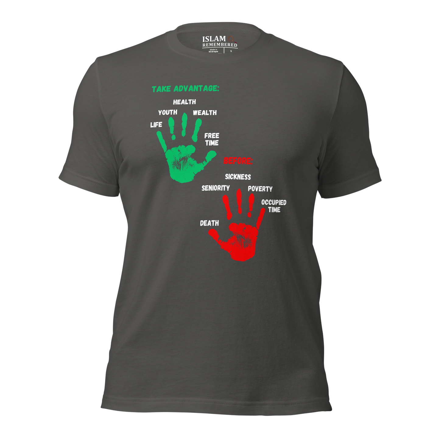 ADULT T-Shirt - ADVANTAGE BEFORE - Green/Red/White