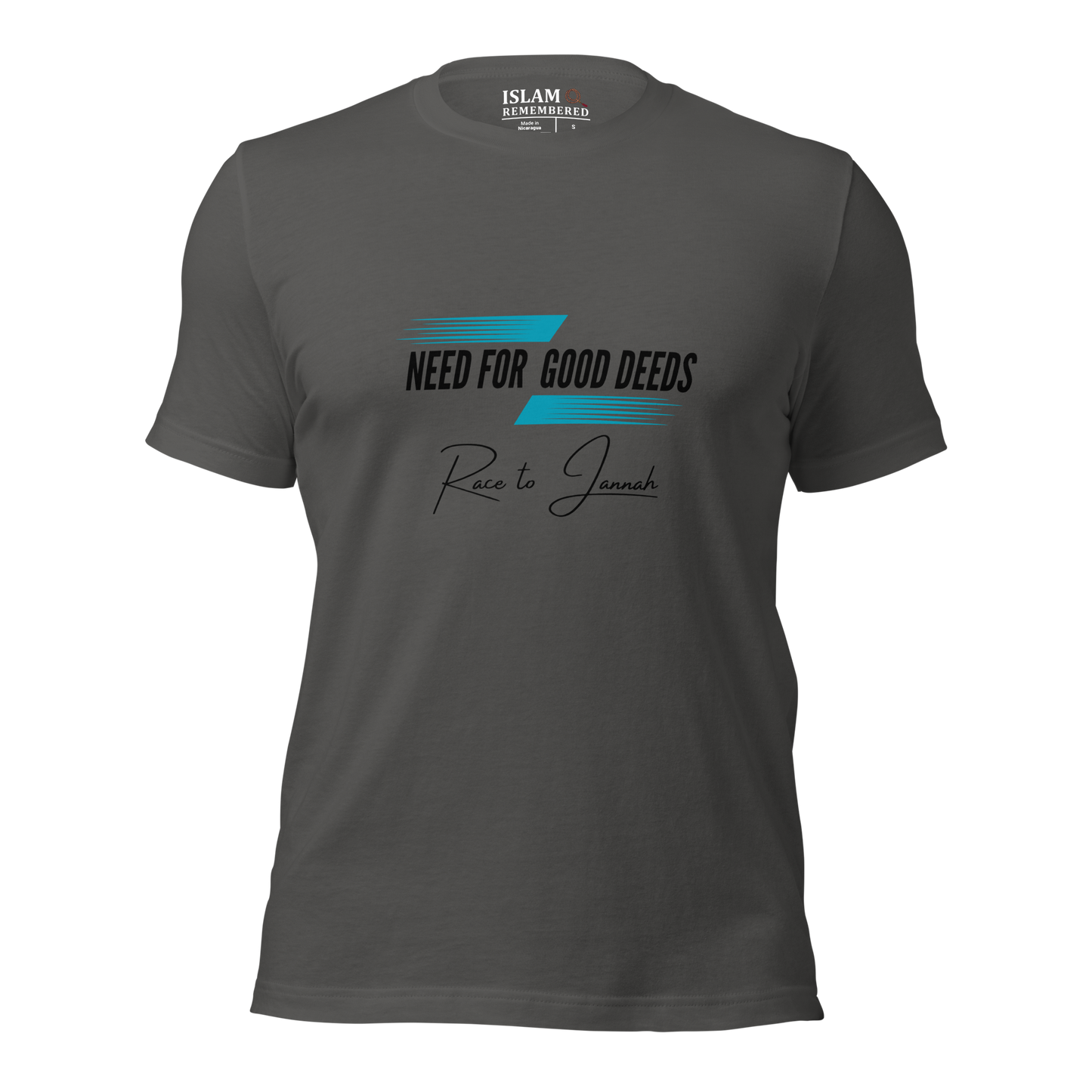 ADULT T-Shirt - NEED FOR GOOD DEEDS - Black/Light Blue